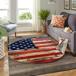 American Flag Clock Area Rug Living Room Rug Home Decor Ofd Afc190827