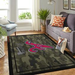Atlanta Braves Camo Area Rug Mlb Logo Living Room Rugs Home Decor