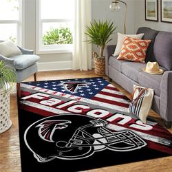 Atlanta Falcons Nfl Area Rugs Team Logo American Flag Style Living Room Decor 