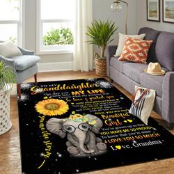 Elephant Sunflower Wooden Style Nice Gift Rectangle Area Rug Living Room Rug