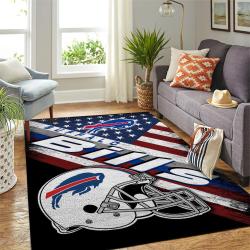 Buffalo Bills Nfl Area Rugs Team Logo American Flag Style Living Room Carpet