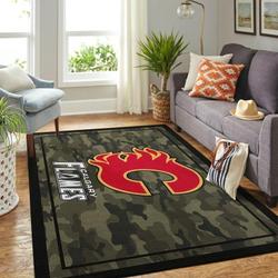 NHL Calgary Flames Rectangle Rug Personalized Non-Slip Carpet Gift For Ice Hockey Fans 20030467