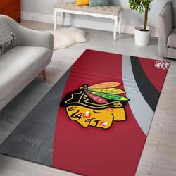 NHL Chicago Blackhawks Rectangle Rug Personalized Non-Slip Carpet Gift For Ice Hockey Fans 2002204