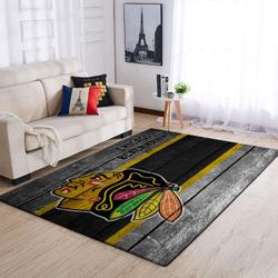 NHL Chicago Blackhawks Rectangle Rug Personalized Non-Slip Carpet Gift For Ice Hockey Fans