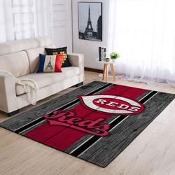 Cincinnati Reds Wooden Mlb Baseball Team Logo Carpet Living Room Rugs 2