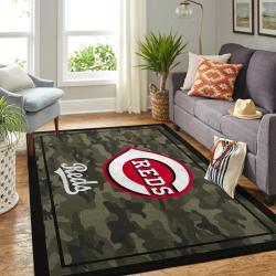 Cincinnati Reds Camo Mlb Baseball Team Logo Carpet Living Room Rugs 1