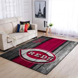 Cincinnati Reds Wooden Mlb Baseball Team Logo Carpet Living Room Rugs 3