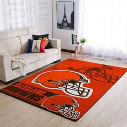 NFL Cleveland Browns Rectangle Rug Personalized Non-Slip Carpet Gift For Football Fans