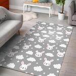 cloud bunny rabbit pattern print area rug living room rug home decor 0