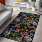 crochet koi fish lotus pattern print area rug living room rug home decor 0