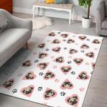 cute pugs pink heart paw pattern dhcdhc dt1910 rug living room rug home decor 0