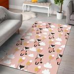 cute raccoon hot air balloon pattern print area rug living room rug home decor 0
