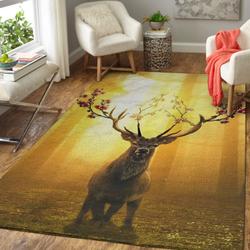 Deer & Flower Area Rug 1910162 Ofd Area Rug Living Room Carpet Rug Regtangle Carpet Floor Decor Home Decor