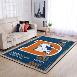 NFL Denver Broncos Rectangle Rug Personalized Non-Slip Carpet Gift For Football Fans