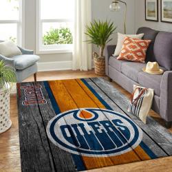 NHL Edmonton Oilers Rectangle Rug Personalized Non-Slip Carpet Gift For Ice Hockey Fans