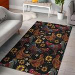 farm chicken hen flower pattern print area rug living room rug home decor 0