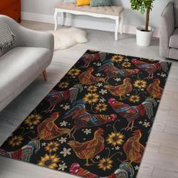 Farm Chicken Hen Flower Pattern Print Area Rug Living Room Rug Home Decor