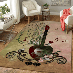 Heart Guitar Music Art For Fans Area Rug Living Room Carpet Rug Regtangle Carpet Floor Decor Home Decor