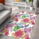 hummingbird white floral drawing area rug living room rug home decor 0
