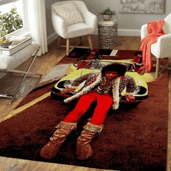 Jimi Hendrix Car Style Music Legend Art For Fans Area Rug Living Room Carpet Rug Regtangle Carpet Floor Decor Home Decor