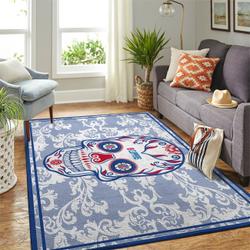 La Clippers Nba Area Rugs Skull Flower Style Living Room Carpet Sports Rug Regtangle Carpet Floor Decor Home Decor