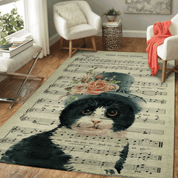 Lady Cat And Sheet Music Cats Art For Fans Area Rug Living Room Carpet Rug Regtangle Carpet Floor Decor Home Decor