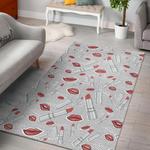 lipstick red lips pattern print area rug living room rug home decor 0