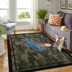 Los Angeles Dodgers Camo Style Area Rug Mlb Logo Carpet Living Room Rugs