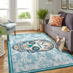Nfl Area Rugs Skull Flower Style Living Room Carpet Sports Rug Regtangle Carpet