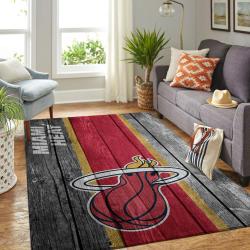 NBA Miami Heat Rectangle Rug Personalized Non-Slip Carpet Gift For Basketball Fans