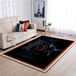 Miami Marlins Area Rug Mlb Team Logo Carpet Living Room Rugs V3680