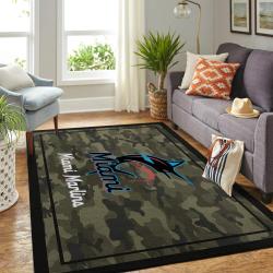 Miami Marlins Camo Area Rug Mlb Team Logo Carpet Living Room Rugs