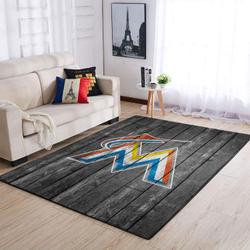 Miami Marlins Wooden Area Rug Mlb Team Logo Carpet Living Room Rugs 4
