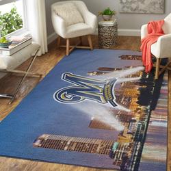 Milwaukee Brewers Area Rug Mlb Team Logo Carpet Living Room Rugs Decor V1750
