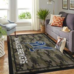 Milwaukee Brewers Camo Area Rug Mlb Team Logo Carpet Living Room Decor V1754