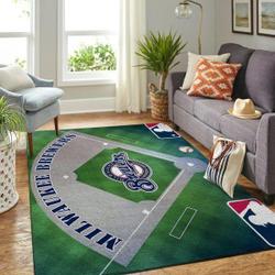 Milwaukee Brewers Area Rug Mlb Team Logo Carpet Living Room Rugs Decor V1765