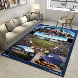 Milwaukee Brewers Area Rug Mlb Team Logo Carpet Living Room Rugs Decor 11