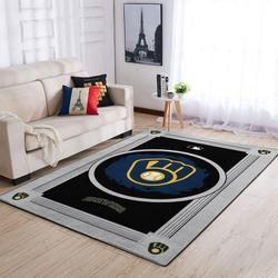 Milwaukee Brewers Area Rug Mlb Team Logo Carpet Living Room Rugs Decor 13
