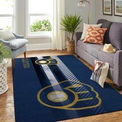 Milwaukee Brewers Area Rug Mlb Team Logo Carpet Living Room Rugs Decor 6