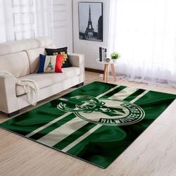NBA Milwaukee Bucks Rectangle Rug Personalized Non-Slip Carpet Gift For Basketball Fans V4603