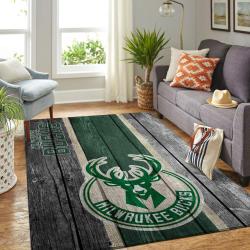 NBA Milwaukee Bucks Rectangle Rug Personalized Non-Slip Carpet Gift For Basketball Fans