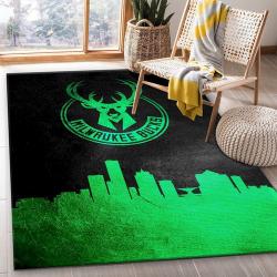 NBA Milwaukee Bucks Rectangle Rug Personalized Non-Slip Carpet Gift For Basketball Fans