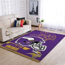 NFL Minnesota Vikings Rectangle Rug Personalized Non-Slip Carpet Gift For Football Fans