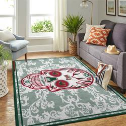 Minnesota Wild Nhl Area Rugs Skull Flower Style Living Room Regtangle Carpet