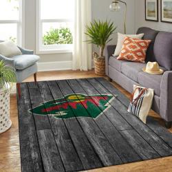 Minnesota Wild Nhl Grey Area Rugs Wooden Style Living Room Regtangle Carpet
