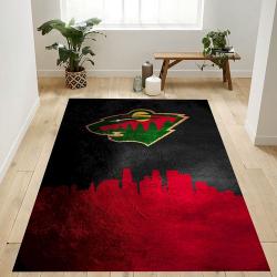 NHL Minnesota Wild Skyline Nfl Logo Area Rug For Gift Bedroom Rug Us Gift