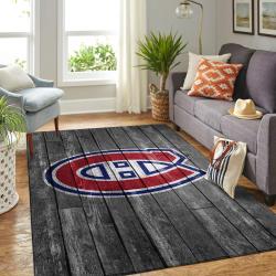 Montreal Canadiens Nhl Grey Wooden Style Living Room Rug Regtangle Carpet