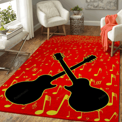 Music And Guitar Musical Art For Fans Area Rug Living Room Carpet Rug Regtangle Carpet Floor Decor Home Decor