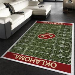 NCAA Oklahoma Sooners Football Area Rug Living Room Rug Home Decor