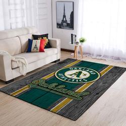 Oakland Athletics Wooden Area Rug Mlb Baseball Team Logo Carpet Living Room 6